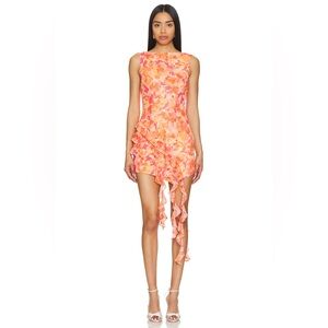 NWT Lovers + Friends LILO Orange Floral Ruffle Dress Size XS
